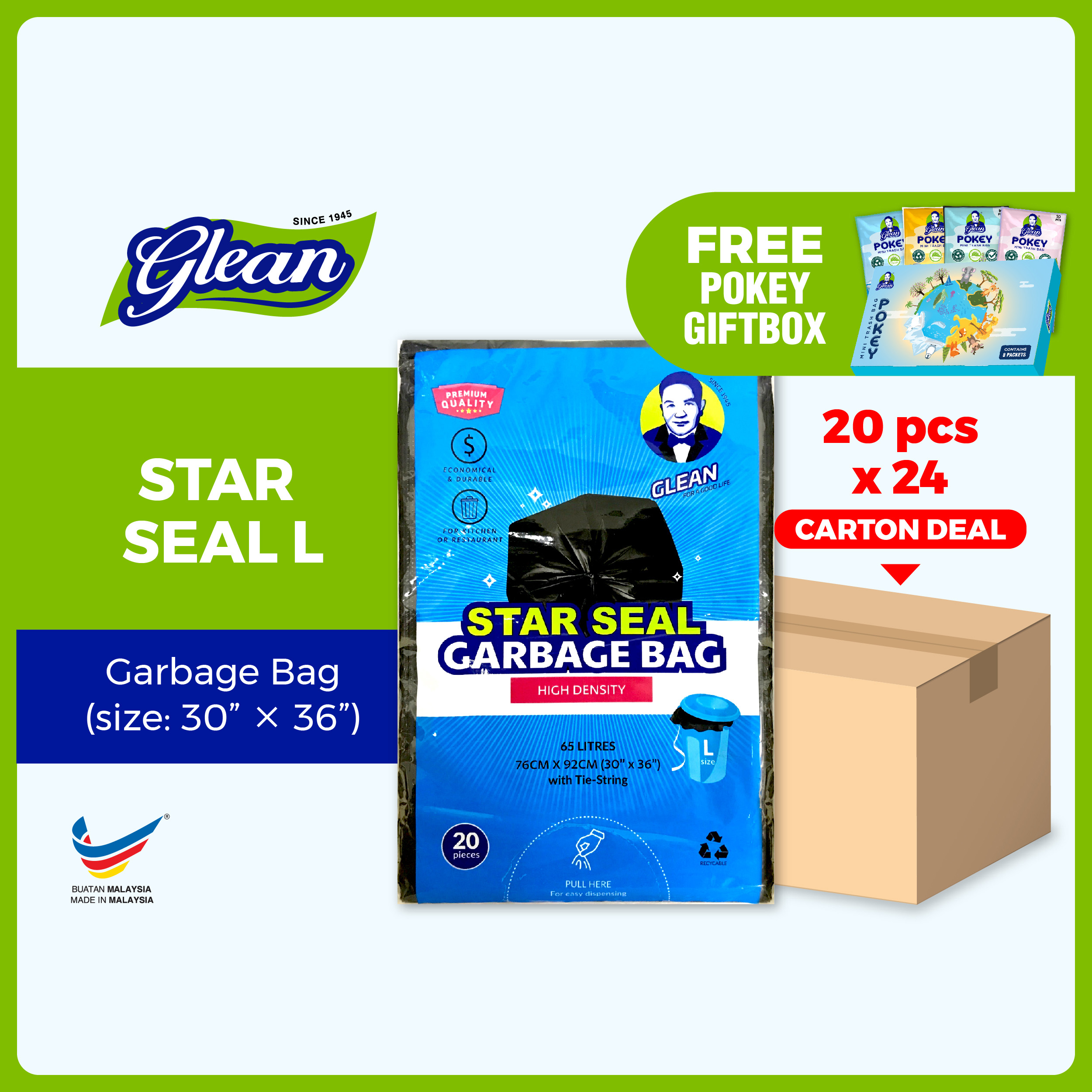 GLEAN Woodey S Garbage Bag (Carton Deal | 24 x 90 pcs) - Plixstar