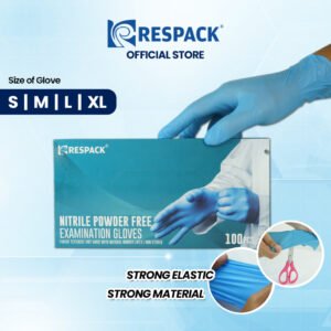 [BLUE S/M/L/XL] RESPACK Nitrile Powder Free Examination Gloves (Blue) Medical Facility, Hospital, Lab, Clinic, Clean Room, Chemical, and related industrial.