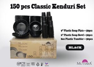 [150pcs] BIZZY Mutiara Dinner Set Disposable All-in-One Kitchen Set Kitchen Household Supplies Polypropylene PP BPA FREE DoorGift Picnic Wedding Kenduri Essential Houseware High Quality Food Grade Material Non-Toxic Odorless