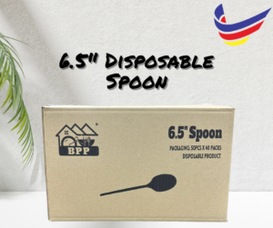 [2000pcs] BIZZY 6’5 PS Transparent Spoon/Fork Disposable Fork-Spoon Transparent Polypropylene Takeaway Fork Black Party Buffet Picnic Camping Use