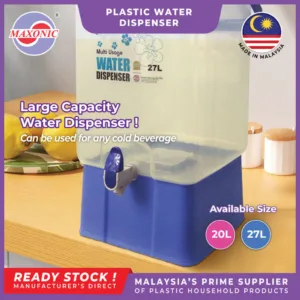 MAXONIC 20L/27L PLASTIC WATER DISPENSER HOT & COLD | WATER CONTAINER | BALANG AIR | BEKAS AIR KENDURI | DISPENSER AIR