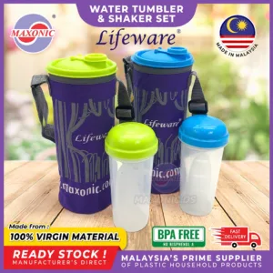 MAXONIC LIFEWARE COMBO SET 2 IN 1 | 1.1L WATER TUMBLER WITH BAG | BPA FREE WATER BOTTLE + 350ML SHAKER