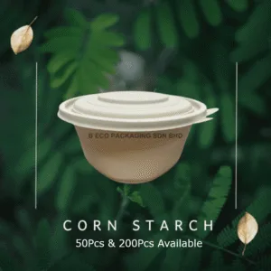 [50PCS/200PCS] 1500ML THREECO Eco-Friendly CORN STRACH Biodegradable Takeaway Bowl Party Buffet Picnic Camping Bowl 1500ml