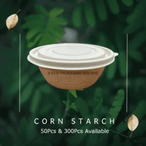 [50PCS/300PCS] 400ML THREECO Eco-Friendly CORN STRACH Biodegradable Takeaway Bowl Party Buffet Picnic Camping Bowl 400ml