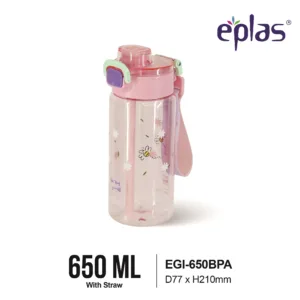[650ML]-EPLAS EPLAS BABY 650ml 2 Way Spout One Touch Kids Water Bottle W-Straw Handle&Safety Lock,Graphic Bottle,Botol Air,EGI-650BPA