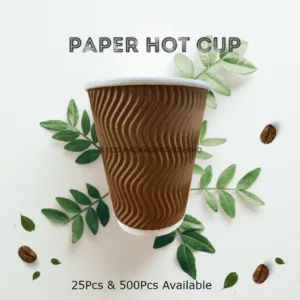 [25PCS/500PCS] 8oz and 12 Oz Ripple Paper CupTHREECO Paper Coffee Cup / Hot Drink Cup / Ripple Layer cup / Cafe Takeaway Cup/Cawan Kertas/Cawan Air Panas Brown