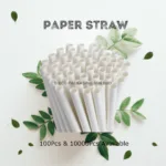 [100PCS/10000PCS] 6MM Straw THREECO Bio White Paper Drinking Straw Individually Wrapped Disposable Drinkware Tableware