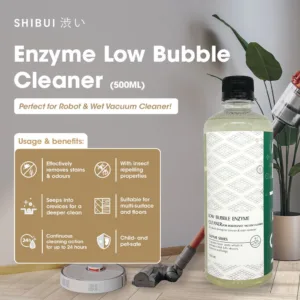 SHIBUI Enzyme Low Bubble Cleaner/Wet Robot Vacuum Liquid Cleaner/Baby Pet Safe/Remove Odour (500ML)