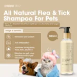 SHIBUI All Natural Flea & Tick Shampoo For Pets 500ML (Essential Oil Series) Kills Pet Virus, Bacteria & Infections