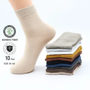 10 Pair Women’s Bamboo Fiber Socks Harajuku Retro Solid Color Casual Ladies Set Black Socks Korean Style White Socks Wholesale