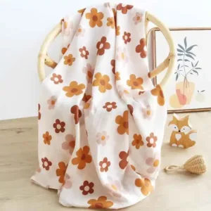Bamboo Swaddle Blanket Baby Blankets Newborn Muslin Blanket Organic Cotton Soft New Born Wrap 5 Petal Flower for Spring