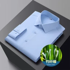 High Quality Men Shirt Bamboo Fiber Long Sleeve Anti-wrinkle Non-ironing Slim Fashion Casual Business Office White Dress Shirt