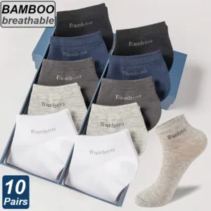 High Quality 10Pairs/Lot Men’s Bamboo Fiber Socks Short Casual Breatheable Anti-Bacterial Man Ankle Socks New black busines