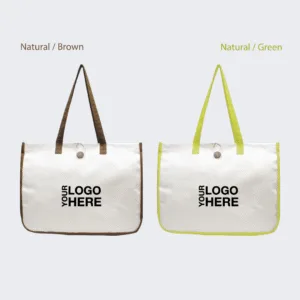 B0249 Canvas Exclusive Carrier Bag with Wooden Button Custom Print Corporate Gifts