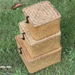 Practical Seaweed Woven Storage Box with Cover Gift Box Packaging with Hand Gift Box Desktop Sorting Clothes Storage Box