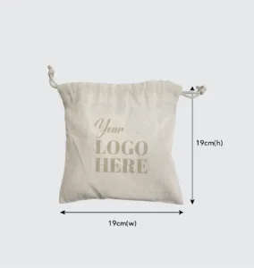 B0323 Size 19 cm x 19 cm Canvas Gift Pouch with Drawstring Custom Print Corporate Gifts