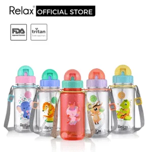 RELAX D7640 (400ml) Tritan Kids Water Bottle with Weighted Straw BPA Free