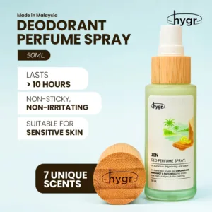 [50ml] HYGR Natural Refillable Deodorant Spray Perfume｜Long-Lasting Odour Control｜Gentle on Skin｜Fresh, Clean Daily Body Scent